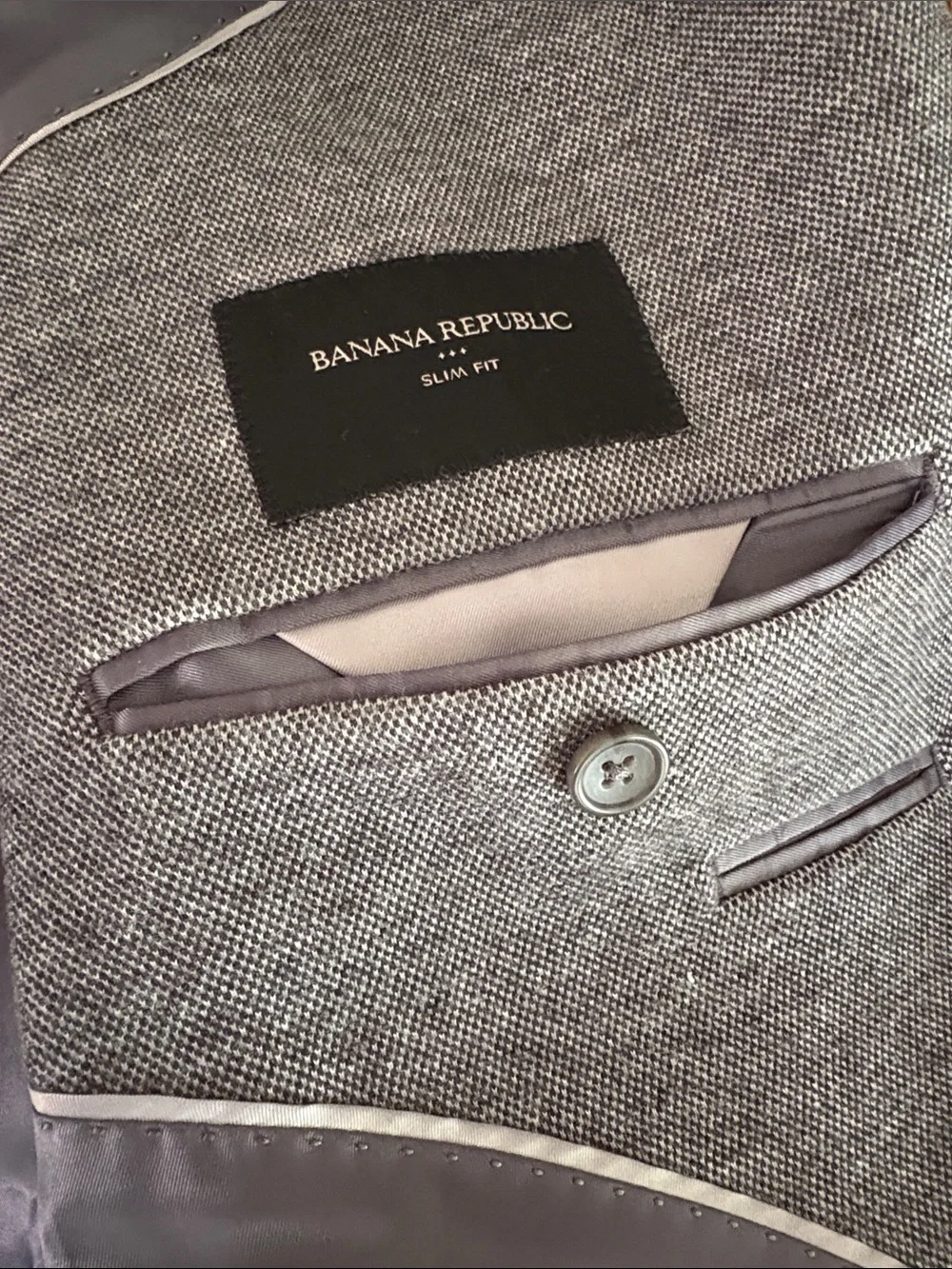Banana Republic Slim Fit  Gray Textured Knit Soft Sports Coat Academia Sz 44R